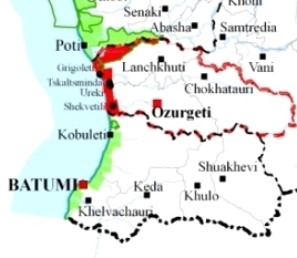 Localisation de la ville de Ozurgeti (anciennement Makharadze)