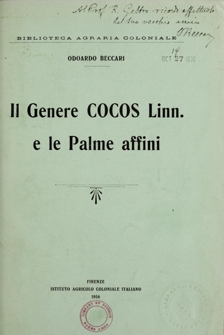 Il genero Cocos Linn. e le Palme affini